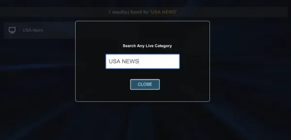 Quick Search feature in Xtreme HD IPTV app